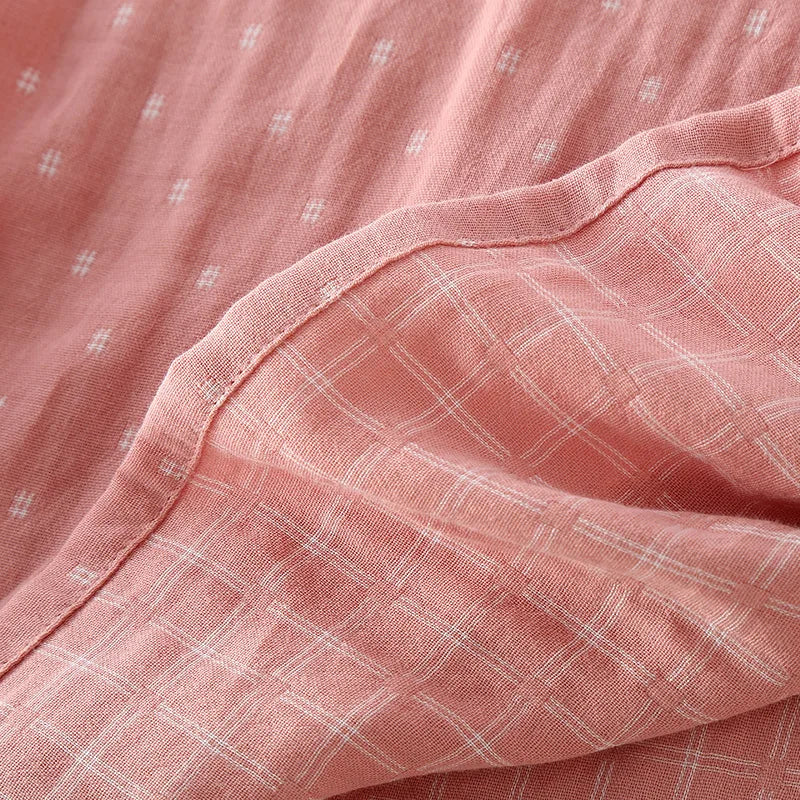 Summer Simple Cotton Double Gauze Women's Nightdress Thin Short-sleeved Home Nightgowns V-Neck Sexy Sleepwear Long Pajama Skirt