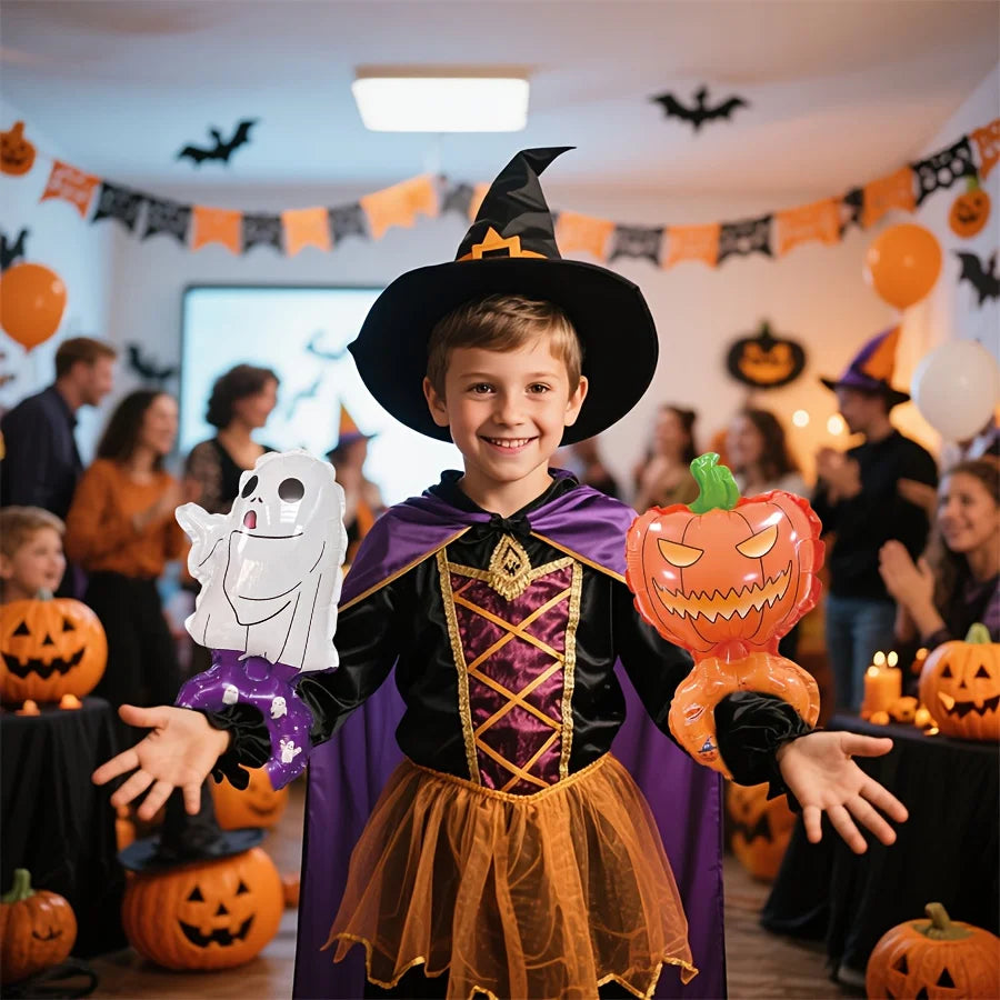 Halloween Wrist Balloon Set Cartoon Pumpkin Bat Skull Design Colorful Party Favors Halloween Day of The Dead New Year Christmas
