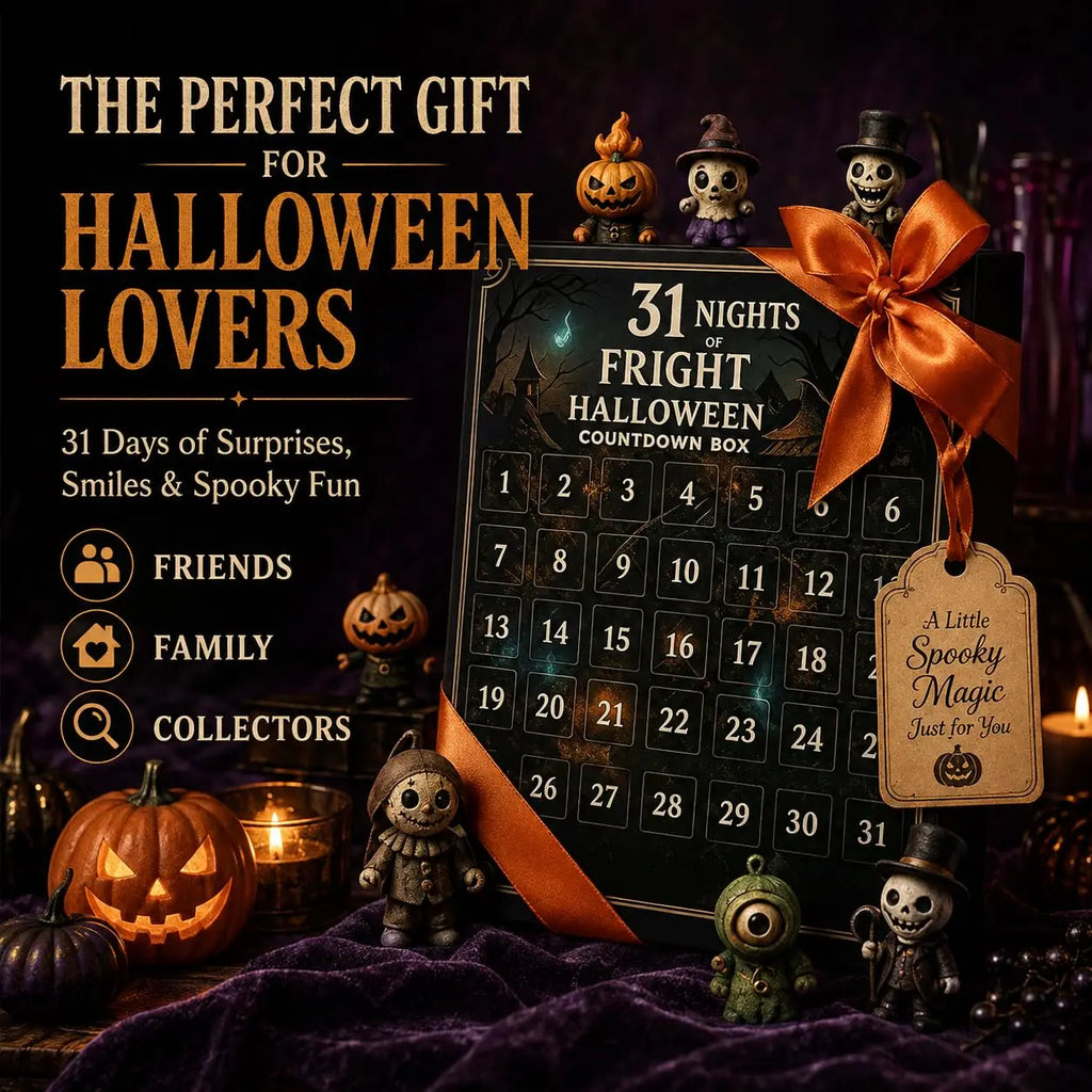 Halloween Advent Calendar, 31 Days of Halloween Countdown Calendar with 31 Mini Spooky Figurines, Surprise Box for Kids Adults