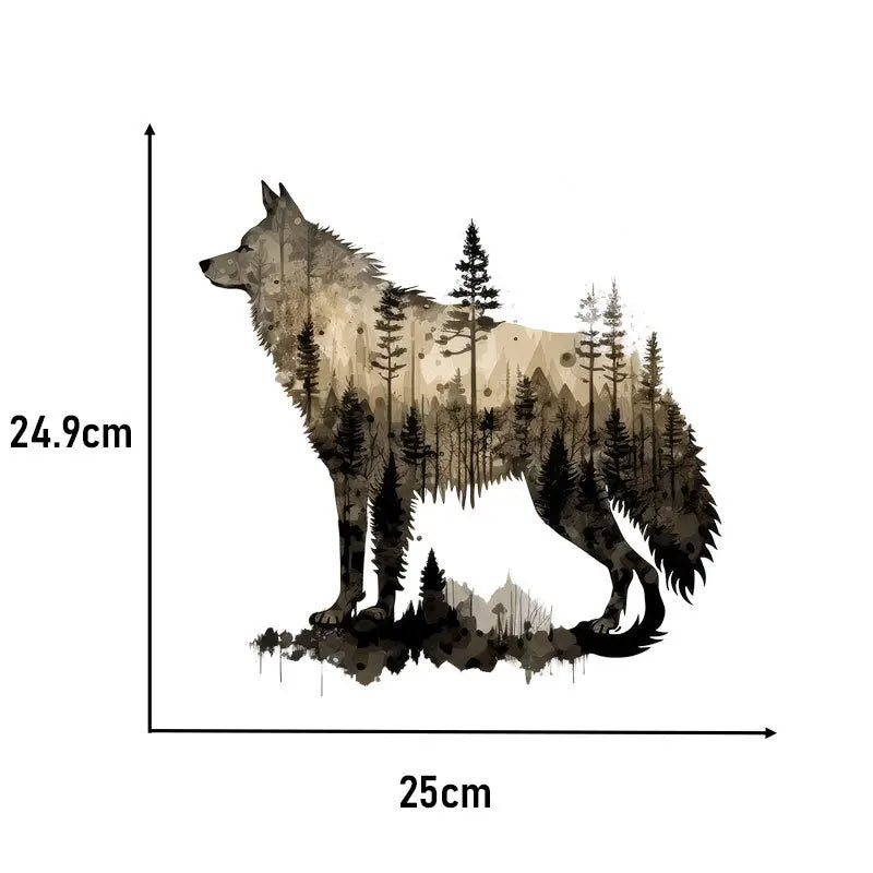 Landscape Animals Patches On Clothes Wolf Tiger fox Sticker Clothes Decoration Diy Accessory Print On T-Shirt Iron On Patch