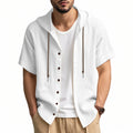 American Summer Men's Thin Breathable Linen Ami Kaji Loose Hooded Short-sleeved Shirt Men