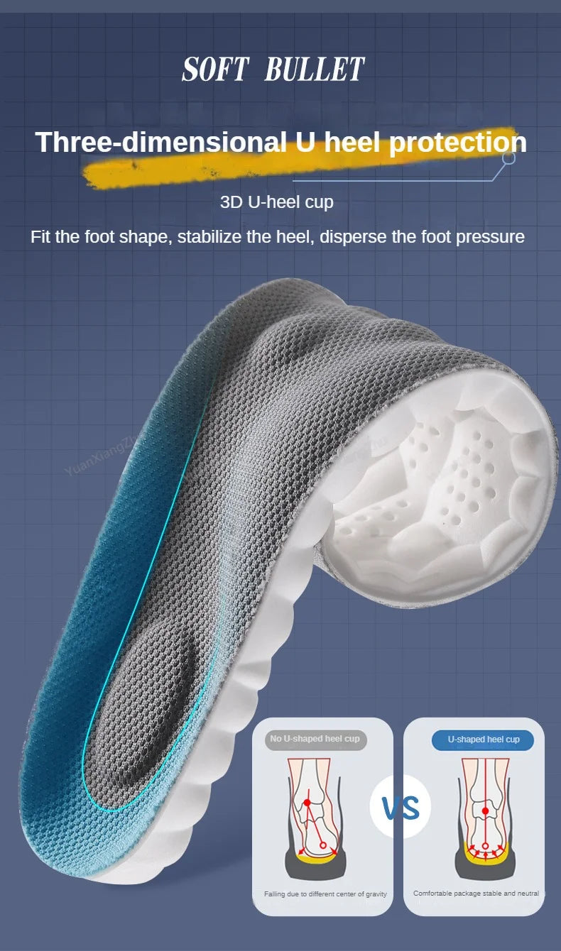 New 4D Massage Insoles Super Soft Sports Shoes Insole for Feet Running Baskets Shoe Sole Arch Support Orthopedic Inserts Unisex
