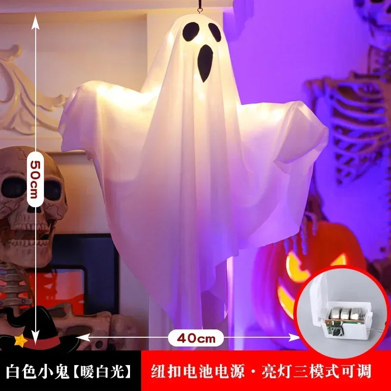Halloween Party LED Glow Ghost Home Indoor Outdoor Decoration Supplies 2024 Haunted House Bar Hanging Horror Props with Lights
