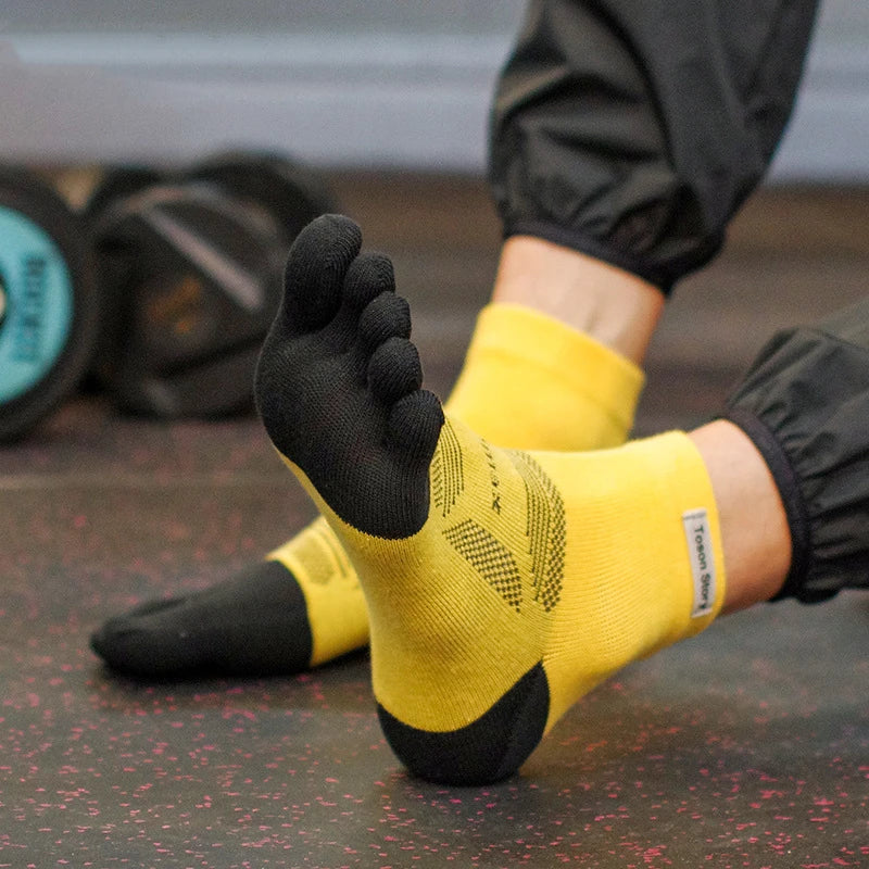 1 Pairs Men's Five Finger Socks Anti-friction Sweat-absorbent Breathable Marathon Running Socks Outdoor Tennis Split Toe Socks