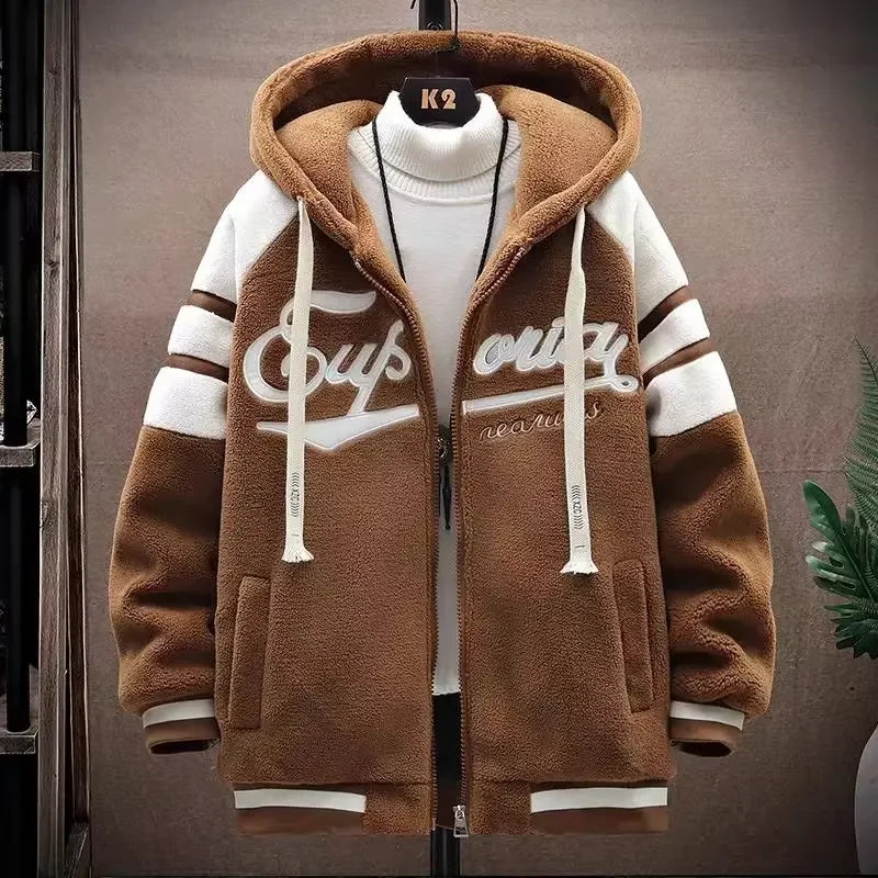 2023 Men's Hooded Jackets Japan Fashion Streetwear Harajuku Coats Men Autumn Winter Men Clothing Wool Jackets Embroidery Jacket