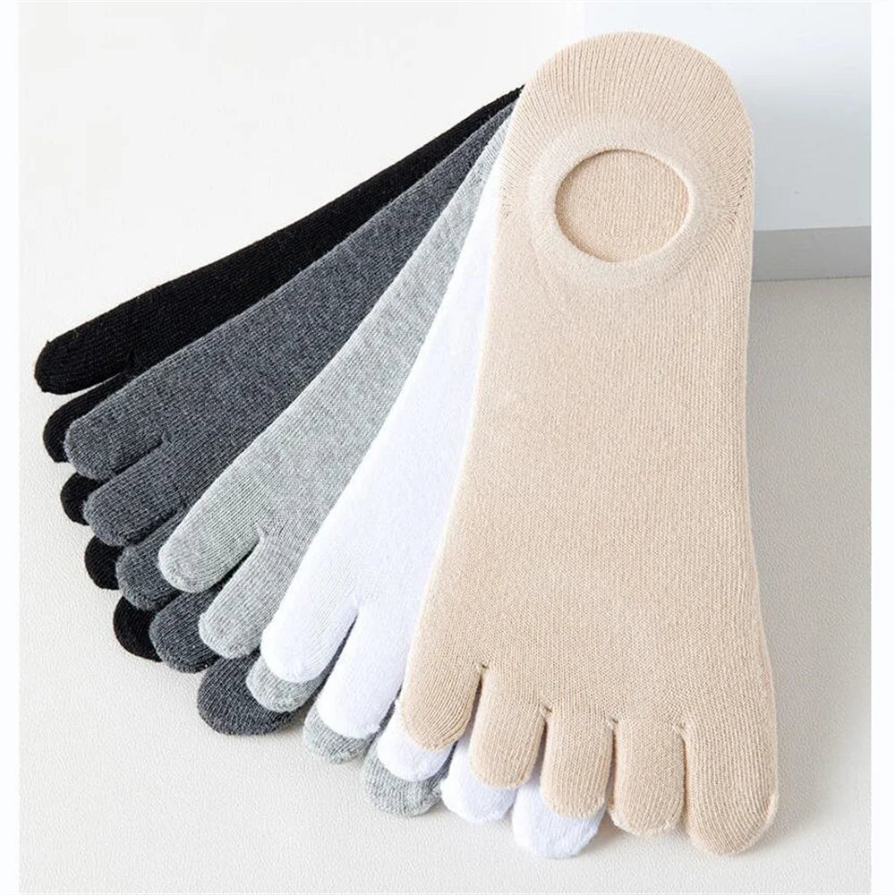 5 Pairs Five Fingers Socks Men White Breathable Short Ankle Toe Socks Sports Running Solid Color Black Gray Male Sox