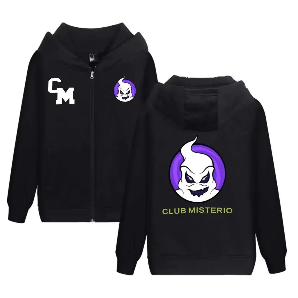 CLUB MISTERIO autumn Baseball Jacket – Popular Spanish Podcast Edition Hip Hop Men's Women's Streetwear Halloween zipper hoodies