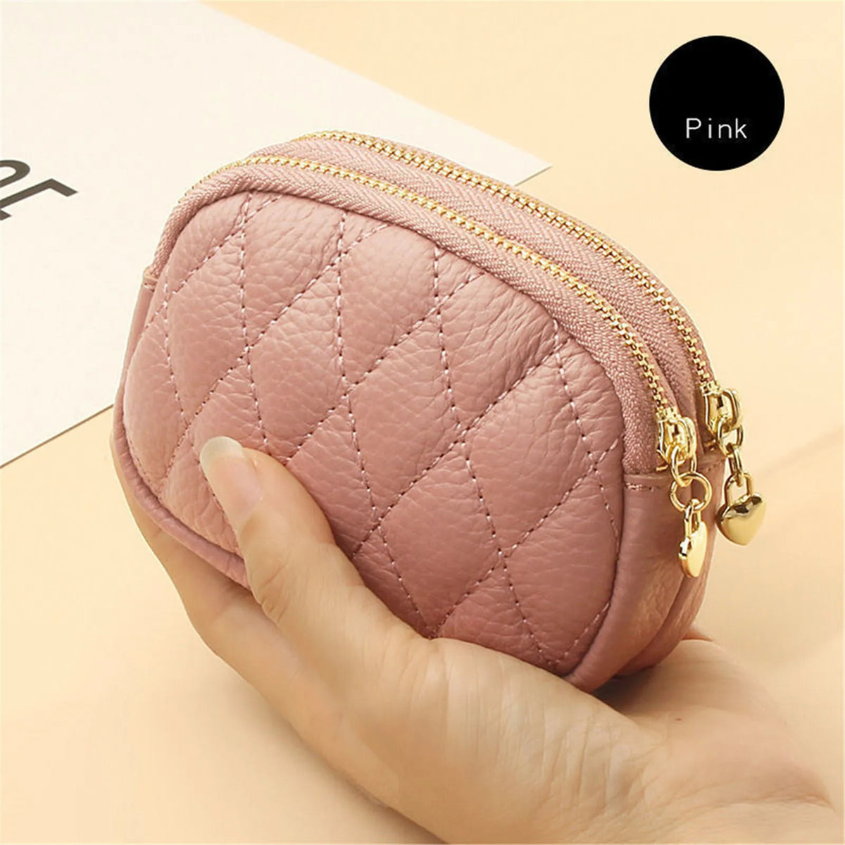 Pu Leather Coin Purse Women Men Large Capacity Wallet Bag Money Key Earbuds Travel Credit Card Holder Double Zipper Storage Bag