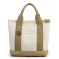 Canvas Tote Bag Portable Large Capacity Leisure Lunch Bento Bucket Bag Multi-divided Handbag