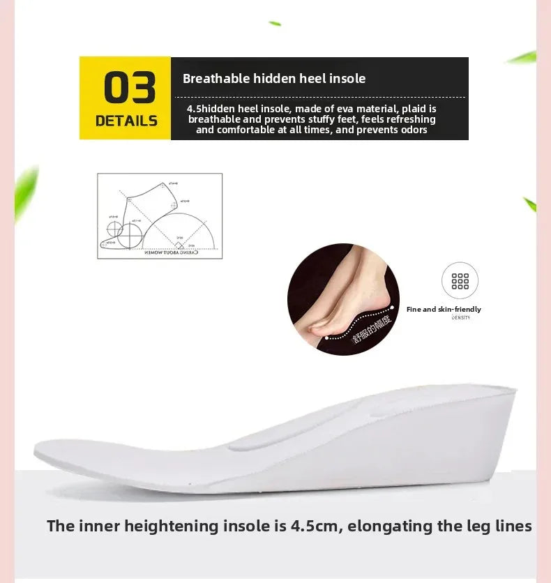Winter New Women's Cotton Shoes Warm Heightening Casual Sports Shoes Invisible Heightening 8 Cm Women's Shoes round Toe EVA Inso
