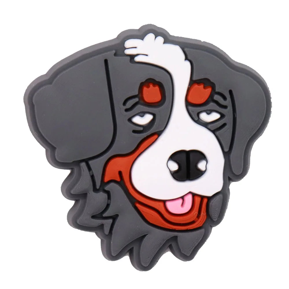 1PCS PVC Kawaii Animal Kinds Of Dog Mom Dad Sandals Shoe Decoration Charms Fit Wristbands Buckle Slipper Accessories Xmas Gifts
