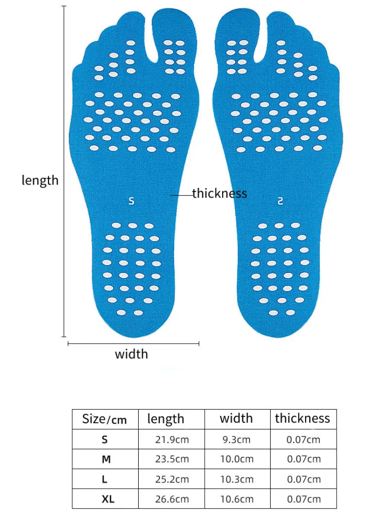2Pcs=1Pair Beach Insoles Invisible Outsole Foot Stickers Waterproof Self Adhesive Flexible Pool Barefoot Anti-slip Feet Care Pad