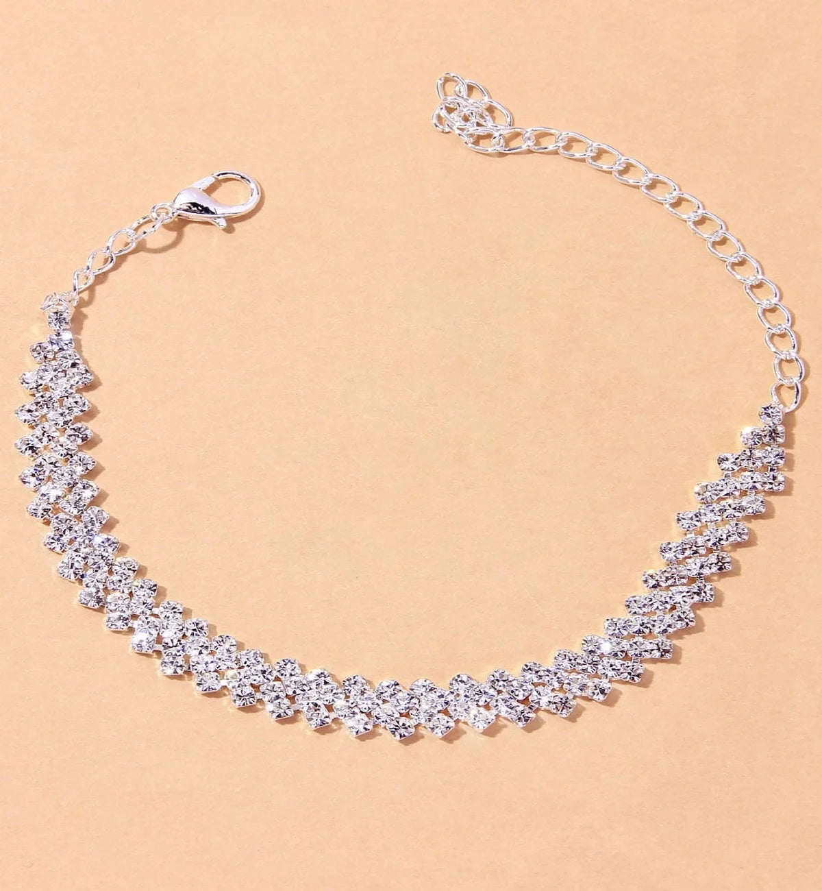 1PC Women's Simple and Premium Copper Inlaid Water Diamond Love Foot Chain Bracelet Accessories Wedding Party Fashion Jewelry