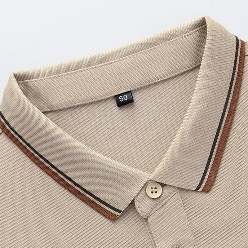 GAAJ Business Polo Shirt Men,Casual Brand Tops,Striped Collar T shirt,High Quality Cotton Tee,Social Poloshirt,Menswear Clothes