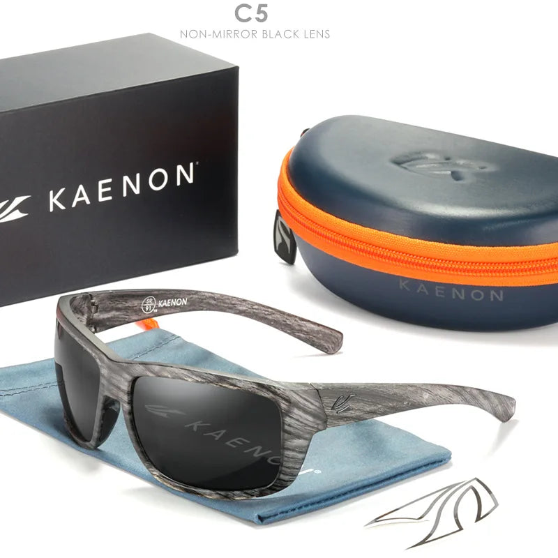 KAENON New Polarized Men's Fishing Driving Sunglasses Outdoor Sports HD Colorful TR90 Outdoor Cycling Sun Glasses Original Box