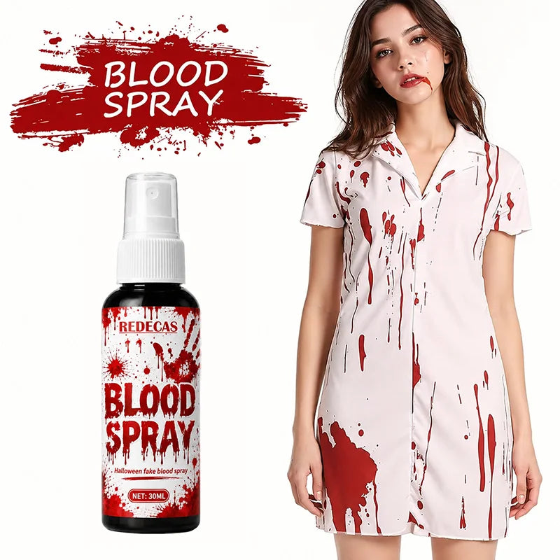 Halloween Fake Blood Spray, Washable Skin-Safe Realistic Blood for Prank, Cosplay & Party, Easy-Clean Theatrical Blood.