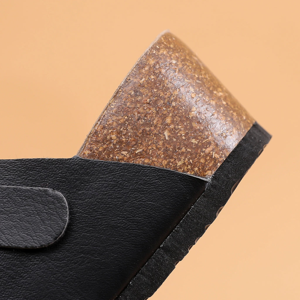 Casual Soft Cork Wedge High Heels Slippers Women Summer Beach Slide Sandals Flip Flop Cross Girl Couple House Outside Shoes