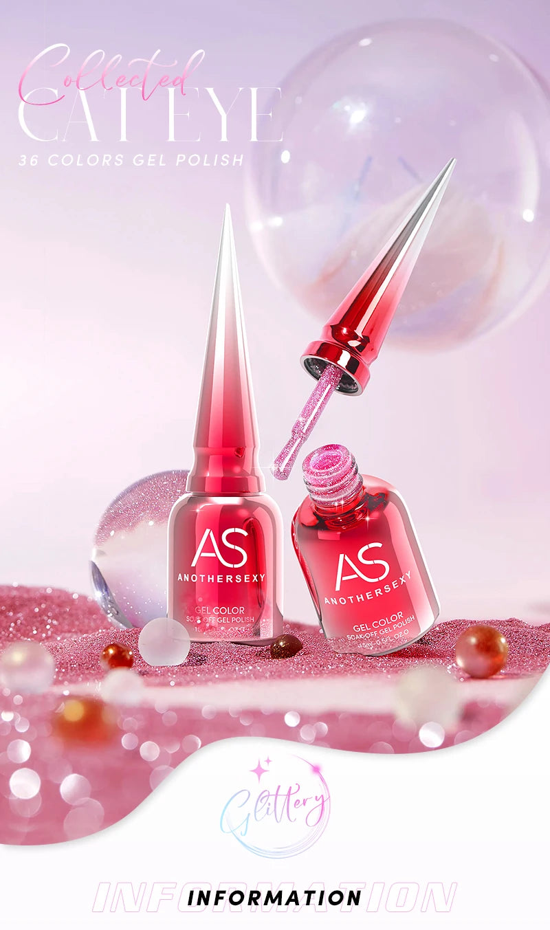 AS 15ml Cat Magnetic Gel Nail Polish Cat Eye Glitter Effect Semi Permanent 36 Colors  Soak Off UV Gel Varnish Manicure Nail Art