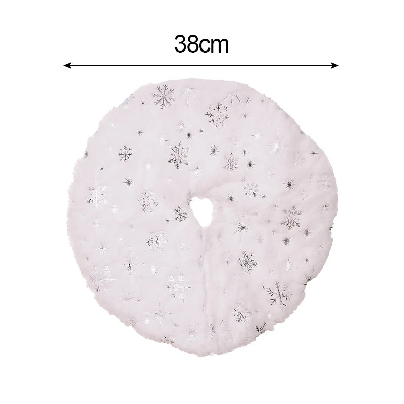 38/60cm Christmas Tree Skirt White Plush Xmas Tree Skirts Gold Silver Snowflake Plush Carpets Home New Year Party Decorations