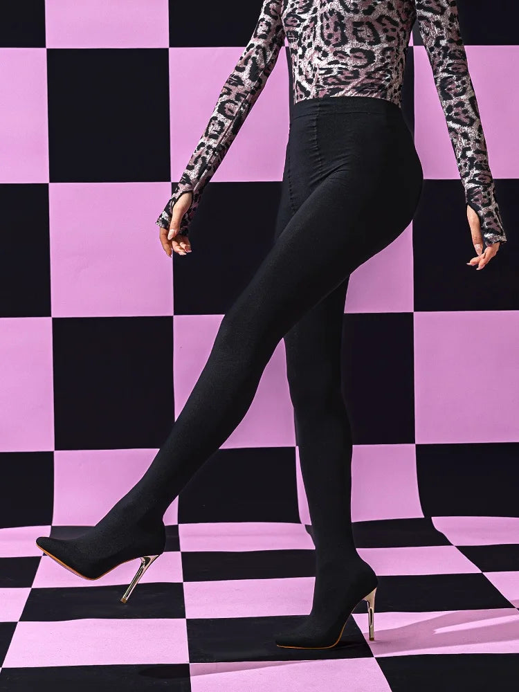 Aneikeh Sexy Stretch Fabric Over The Knee Boots Women Fashion Pantyhos Street Thigh High Shoes Party Nightclub Stripper Heels