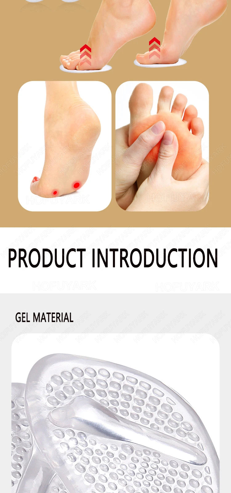 2Pairs Silicone Insoles for Shoes Insert High Heels Non-Slip Self-Adhesive Gel Metatarsal Foot Pads for Pain Relief Shoe Pads