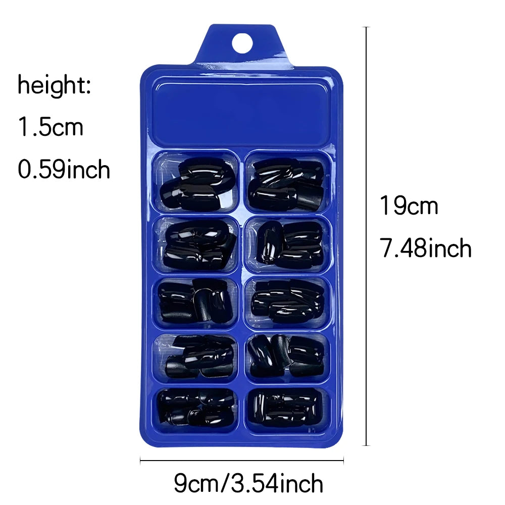 120pcs Glossy Short Square False Nails Black/White Full Cover Simple Press On Nails Tips Artificial Fingernail Extend Fake Nails