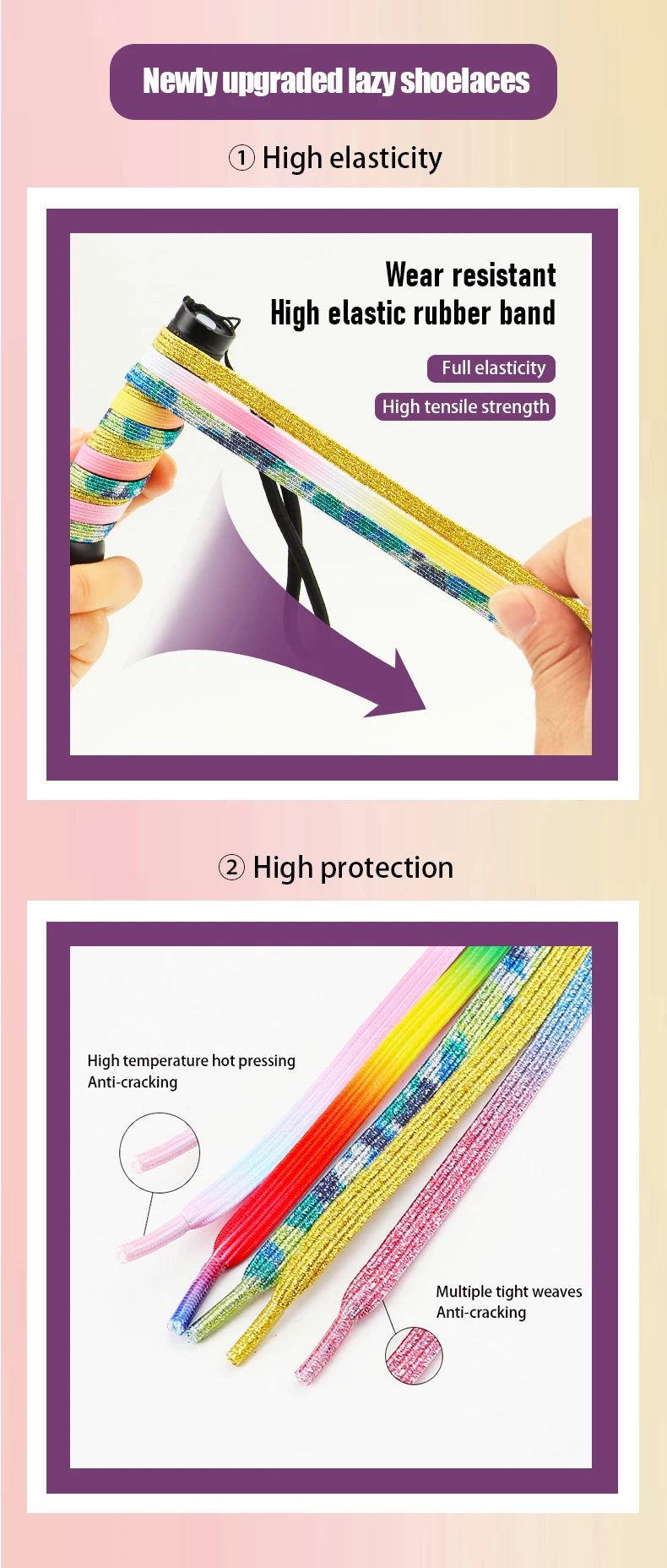 Colorful Elastic Laces Sneakers No Tie Shoe laces Diamond Lock Glitter Shoelaces Without ties Shoe Accessorie 1Pair/2Pair
