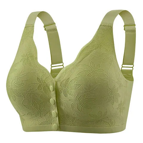 Fashion Printed Front Opening Buckle Gathering Anti Sagging Beautiful Back Bra Ice Silk Seamless Breathable No Steel Ring Bra