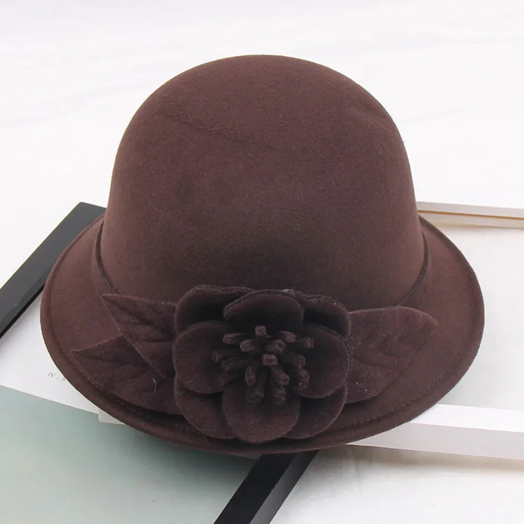 2025 Autumn and Winter New Woolen Hat for Women, Three-dimensional Big Flower Fashion Hat, Temperament Top Hat