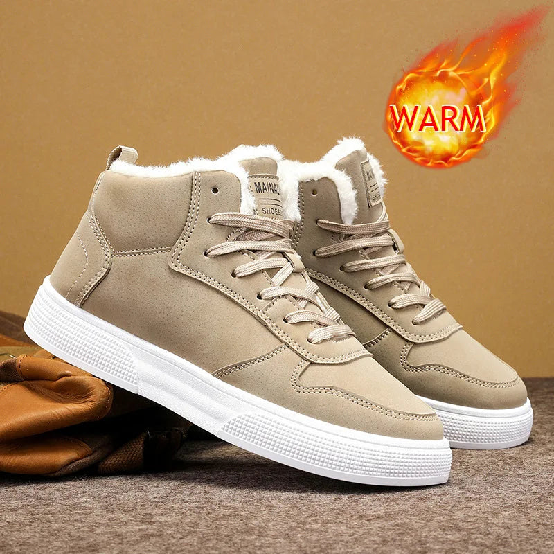 Plus-size men's high-top cotton shoes, men's winter warm fleece-lined casual sneakers, foreign trade fashion sports shoes