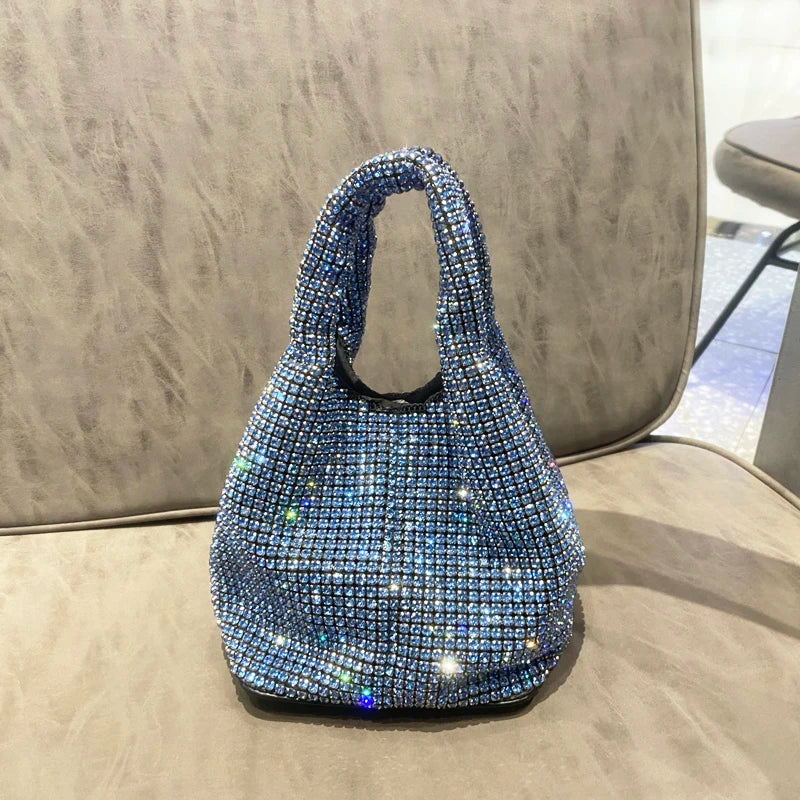 Shiny Crystal Clutch purse bucket Shoulder bag rhinestone Handmade purses and handbags luxury Designer Evening clutch Bag Purse