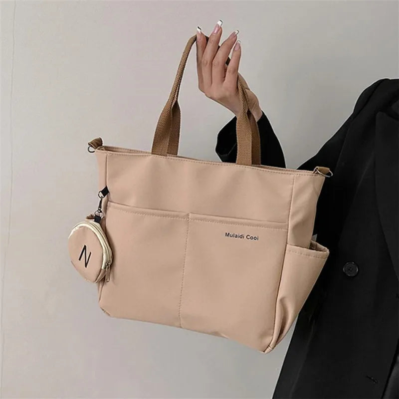 Oxford Design Double Sided Pocket Tote Bag Teen Women Large Capacity Handbag Single Shoulder Crossbody Bag with Round Coin Purse