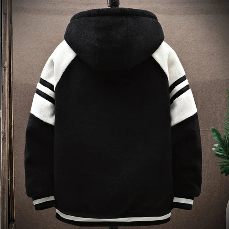 2023 Men's Hooded Jackets Japan Fashion Streetwear Harajuku Coats Men Autumn Winter Men Clothing Wool Jackets Embroidery Jacket
