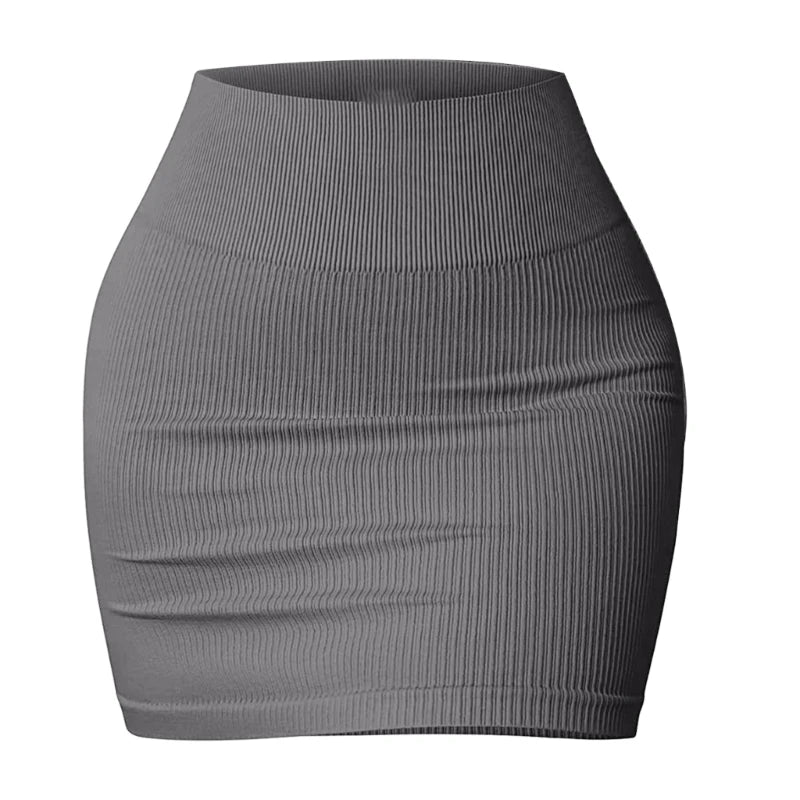 Ribbed Knit Mini Pencil Skirt for Women Above Knee Basic Short Bodycon Skirt Casual Summer Mini Short Skirt Streetwear