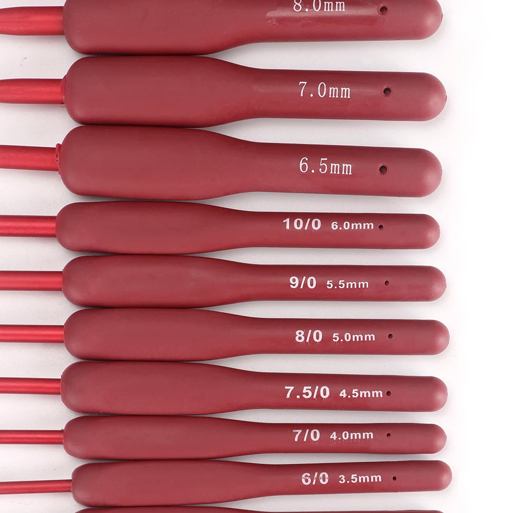14pc/set Red Knitting Needles Set, DIY Crochet Hooks Kit, DIY Hand Weaving Sweater & Creative Woven Art Project Tool Kit