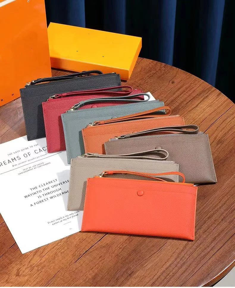 Genuine Leather Women Long Wallet Female Wallets Ladies Clutch Cow Leather Coin Purse Credit Card Holder Wrist phone purse