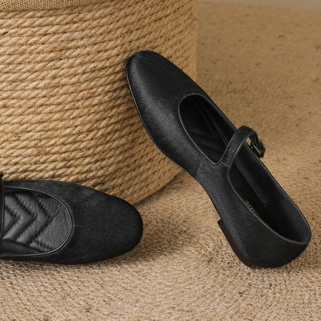 Plus size 34-43 women's leopard horsehair slip-on Mary Jane flats round toe casual female slim daily ballerinas shoes for woman