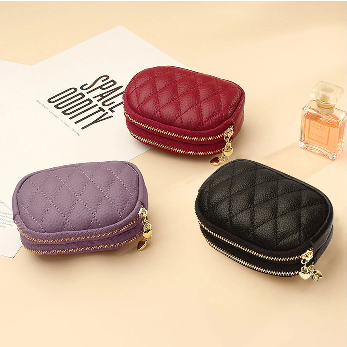 Pu Leather Coin Purse Women Men Large Capacity Wallet Bag Money Key Earbuds Travel Credit Card Holder Double Zipper Storage Bag