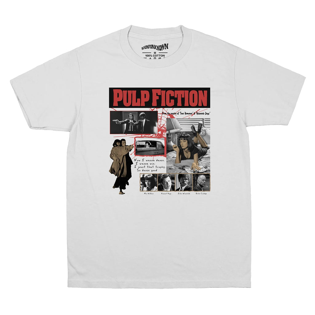 Pulp Fiction T-Shirt Movie Travolta Tarantino Uma Thurman Reservoir Dogs Men's Women Short Sleeves Cotton White Tee Shirt