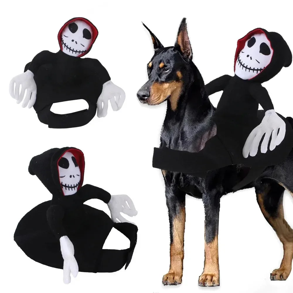 Halloween Pet Dog Costume Skeleton Ghost Riding Dog Outfit Funny Cosplay Clothes Medium Large Dogs Party Photo Props Pet Supplie
