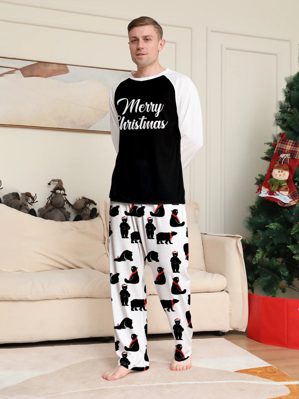 Family Christmas Pajama Sets - Red - Green Plaid Design with Elk Patterns, Comfortable for Holidays