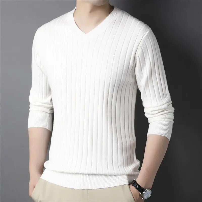 Trend Fashion Autumn Winter Sweaters Men Solid O-Neck Screw Thread Thicken Smart Casual Long Sleeve Slim Pullovers Knitted Tops