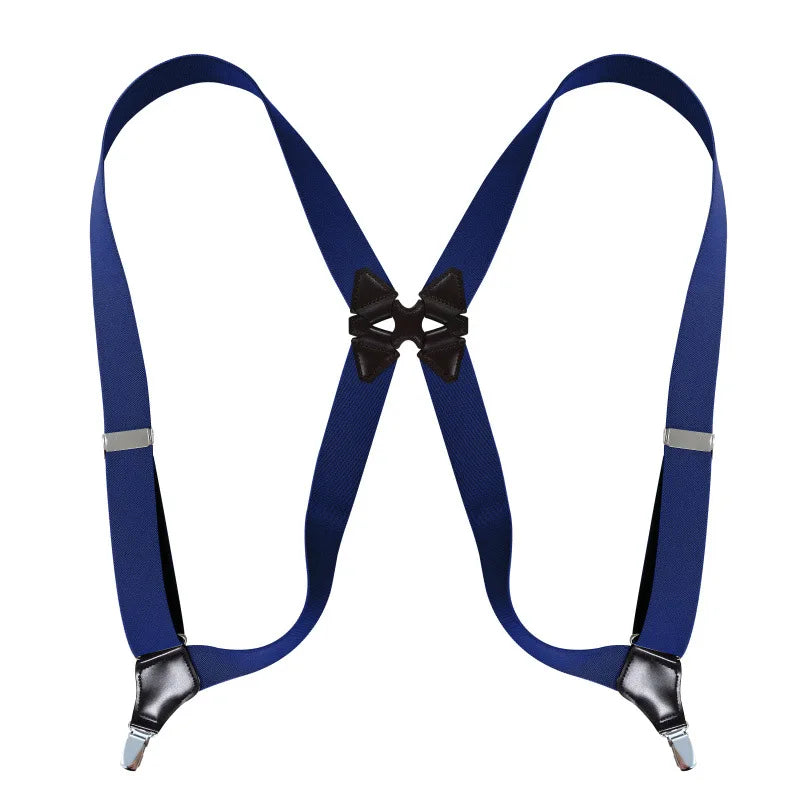 Hip-Clip Suspenders for Men Heavy Duty Big Tall 3.5cm 2 Clips Adjustable Elastic Trouser Braces Strap Belt Gifts for Dad Husband