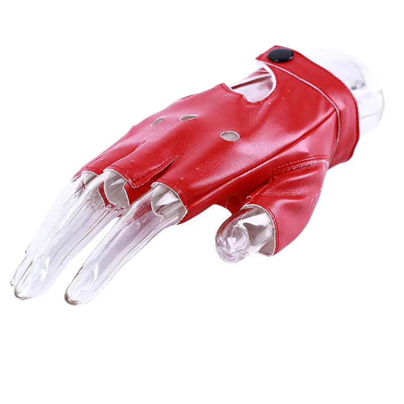 New Women Fingerless Driving PU Leather Gloves Motor Cool Rivet Sexy Disco Dancing Rock And Roll Black Red White Punk Glove