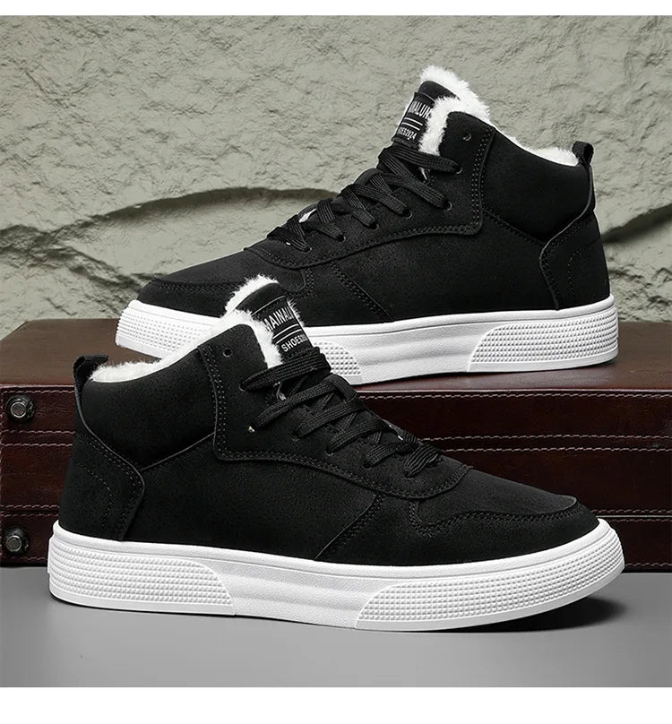 Plus-size men's high-top cotton shoes, men's winter warm fleece-lined casual sneakers, foreign trade fashion sports shoes