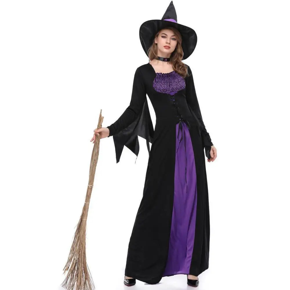 Halloween Carnival Gothic Vampire Witch Cosplay Outfit Adult Women Sorceress Magic Robe For Festival Theme Party Cosplay Show