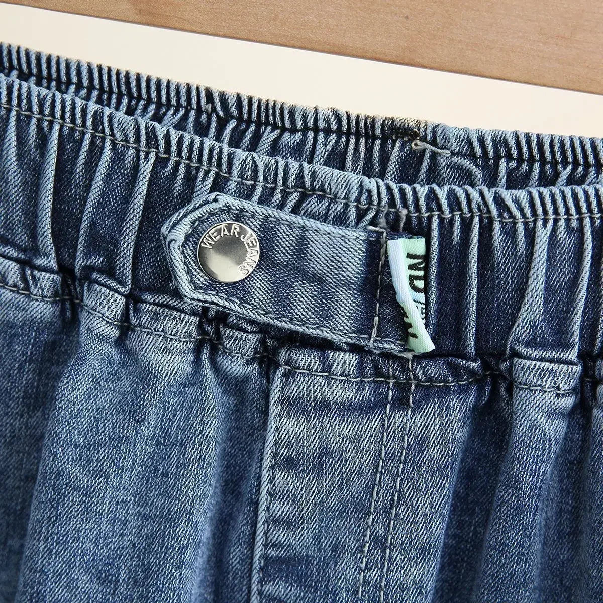 L-6XL Plus Large Size Baggy Jeans Women High Waisted Jeans Woman Mom Jeans Loose Denim Harem Pants Elastic Waist Blue