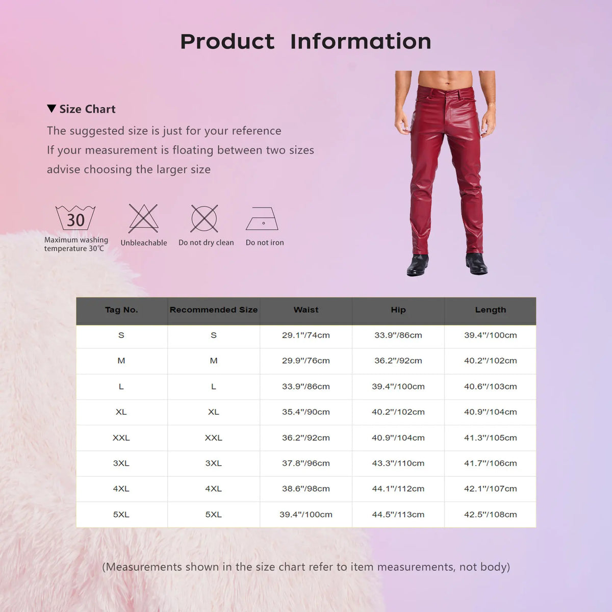 Mens Stylish Faux Leather Pants Pockets Halloween Costume Smooth Lining Straight Pants Tights Leggings Music Party Clothings