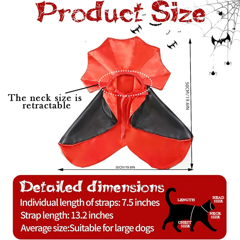 Halloween Vampire Pet Costumes Cats Dogs,Atmospheric Magic CloaksFunny Capes for Cats Dogs Cosplay Funny Coat