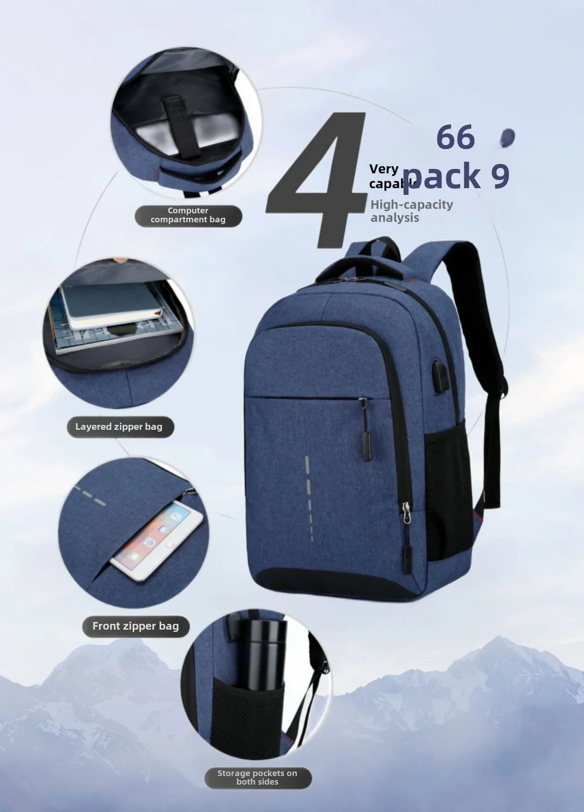 Classic Men Waterproof Backpack USB Charging Casual Travel Backpack Men Large Capacity Travel Laptop Backpack School Bag bolsas